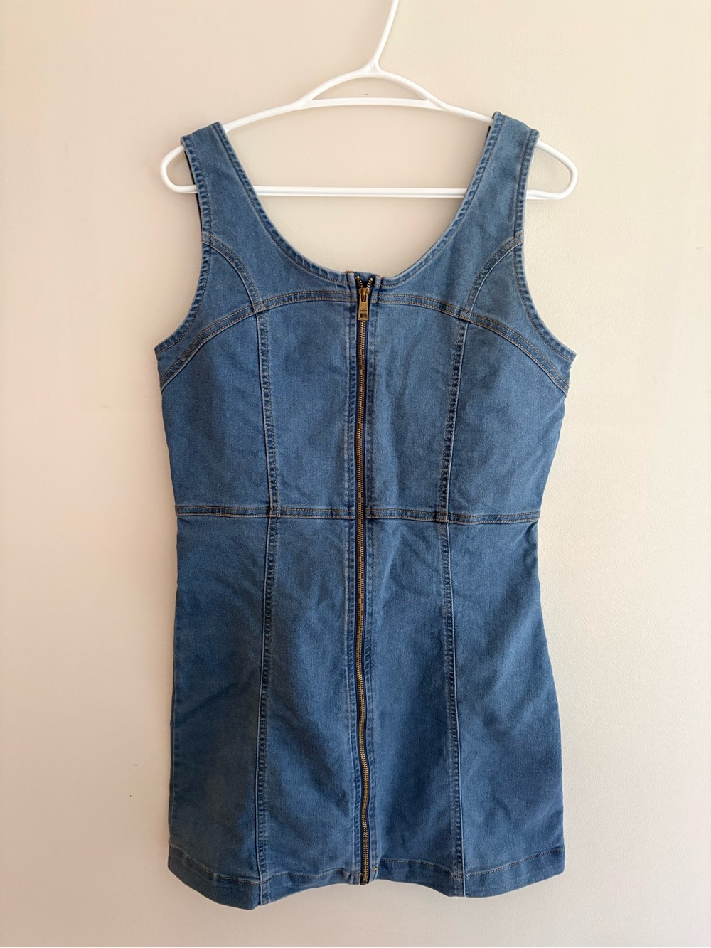 Denim Blue Zipper Front One-Piece